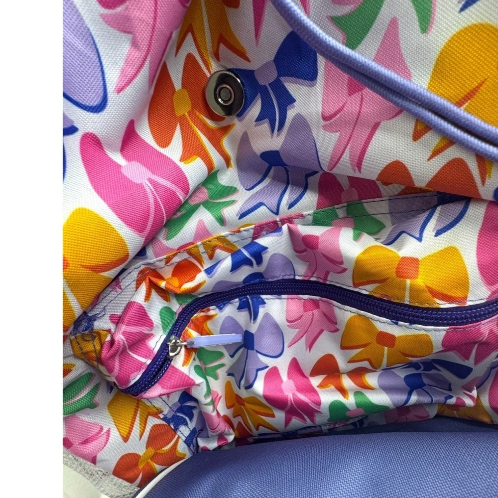 Packed Party Backpack Lunch Bag Water Bottle Set Rainbow Bow Print Padded Laptop